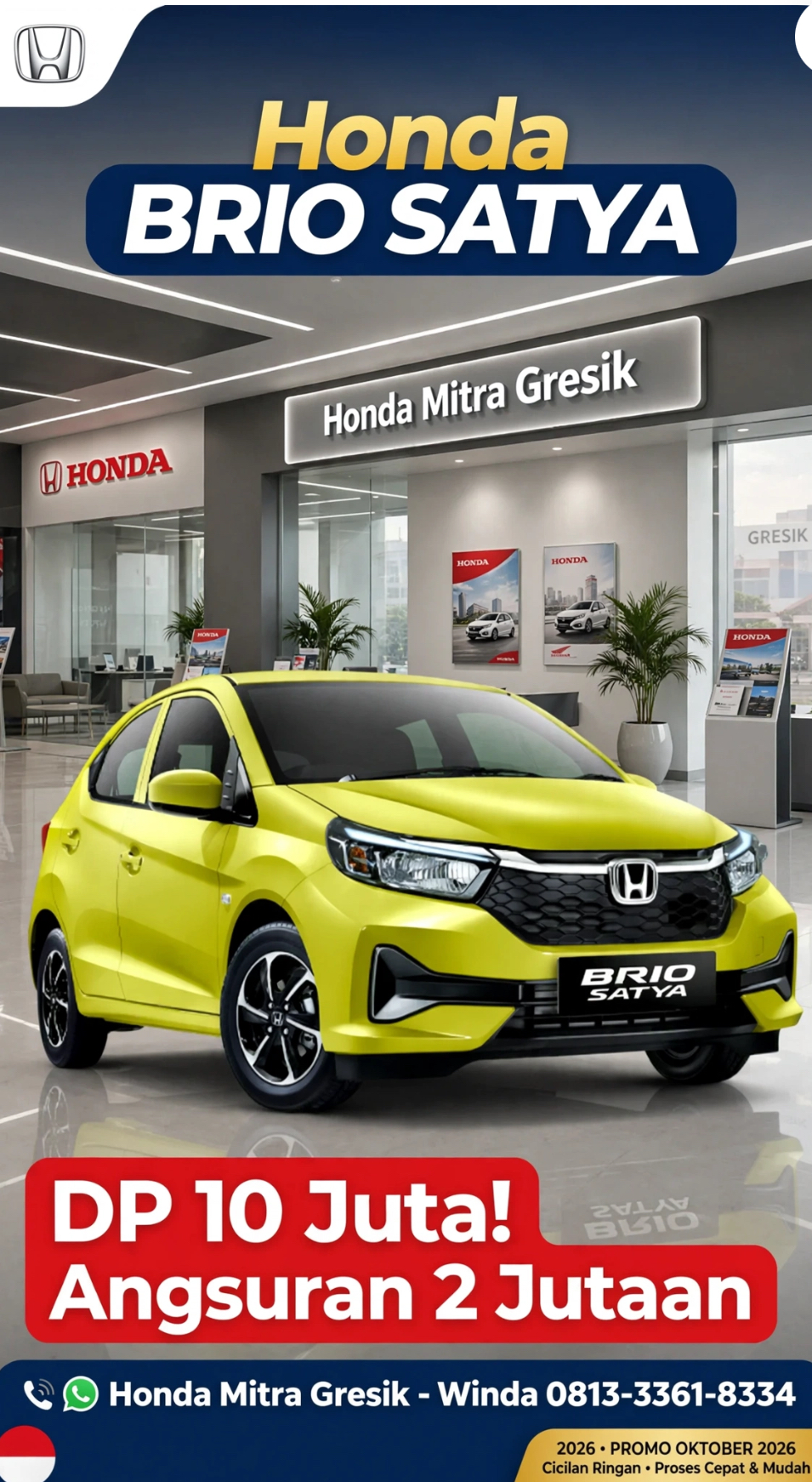 Harga Honda Brio Gresik 2026 OTR Gresik: